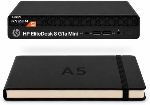 HP EliteDesk 8 G1a Mini Business Desktop AI PC, AMD Ryzen 5 220 Processor (>Intel i7-1255U), Windows 11 Pro Desktop PC, 32GB DDR5 RAM 1TB SSD, Wired Keyboard & Mouse Included, Jet Black in Saudi Arabia
