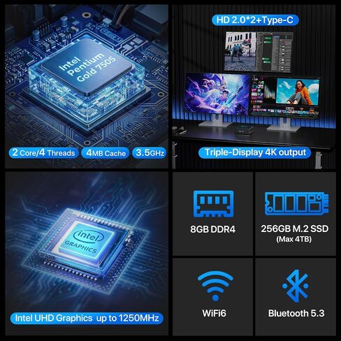 PELADN Mini PC, Intel 7505(up to 3.5GHz),8GB LPDDR4/256GB SSD in Saudi Arabia