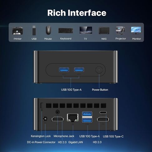 PELADN Mini PC, Intel 7505(up to 3.5GHz),8GB LPDDR4/256GB SSD in Saudi Arabia