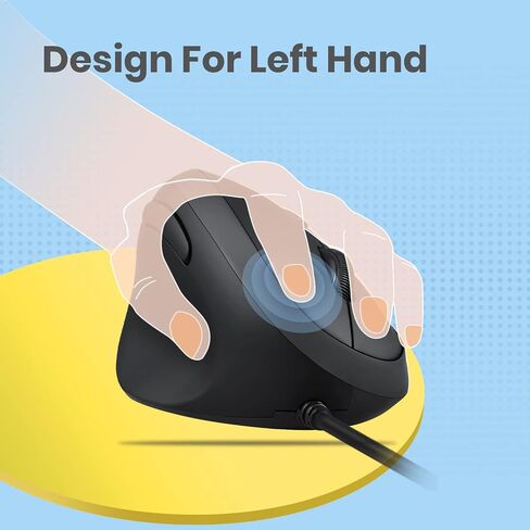 Perixx PERIMICE-519L Wired Portable Vertical USB Mouse, Mini Size for Laptops Computer, Left Handed Design (11705) in Saudi Arabia