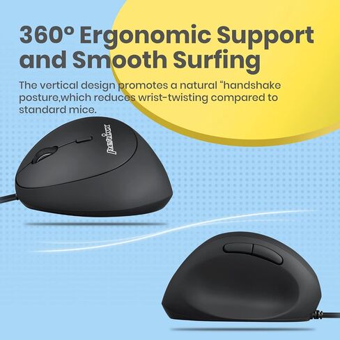 Perixx PERIMICE-519L Wired Portable Vertical USB Mouse, Mini Size for Laptops Computer, Left Handed Design (11705) in Saudi Arabia