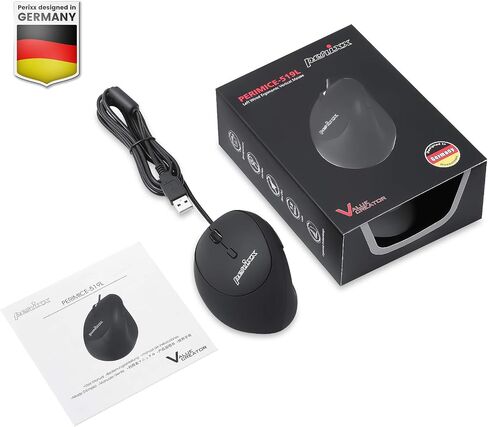 Perixx PERIMICE-519L Wired Portable Vertical USB Mouse, Mini Size for Laptops Computer, Left Handed Design (11705) in Saudi Arabia