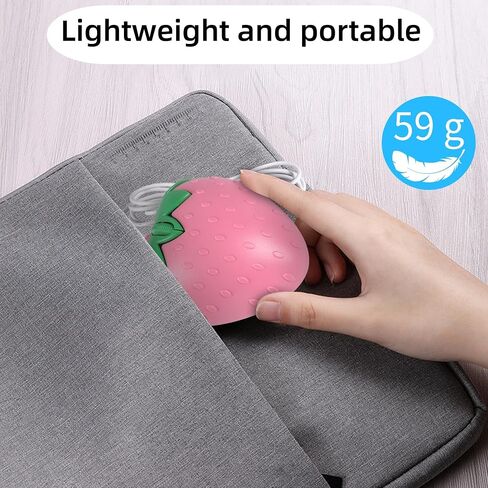 YOCUNKER Wired Mouse Strawberry Shape Corded 3-Button 1200DPI Optical USB Computer Mouse with 4.4FT Cord for Laptop, Chromebook, PC, Desktop, Mac, Notebook (Strawberry-Pink) in Kuwait