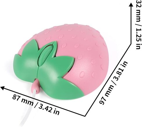 YOCUNKER Wired Mouse Strawberry Shape Corded 3-Button 1200DPI Optical USB Computer Mouse with 4.4FT Cord for Laptop, Chromebook, PC, Desktop, Mac, Notebook (Strawberry-Pink) in Kuwait