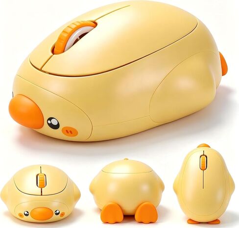 Cute Duck Wireless Bluetooth Mouse, Rechargeable Dual Mode 2.4G & Bluetooth 5.0/5.2, Silent Click &High Sensitivity, Ergonomic Portable Mice for Laptop, PC, Tablet, Mac, Home Office Classroom (Yellow) in Kuwait