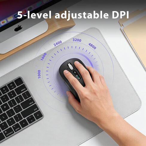 INFINMIND Wireless Bluetooth Mouse with 5 Programmable Buttons, Multi-Device, 4-Way Navigation Scroll, 5 Level DPI, Quiet Click Mice Compatible with Computer, Laptop, PC, iPad, Tablet, MacBook. in Saudi Arabia