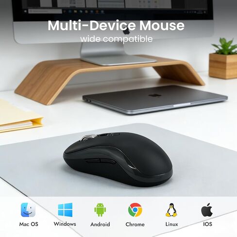 INFINMIND Wireless Bluetooth Mouse with 5 Programmable Buttons, Multi-Device, 4-Way Navigation Scroll, 5 Level DPI, Quiet Click Mice Compatible with Computer, Laptop, PC, iPad, Tablet, MacBook. in Saudi Arabia