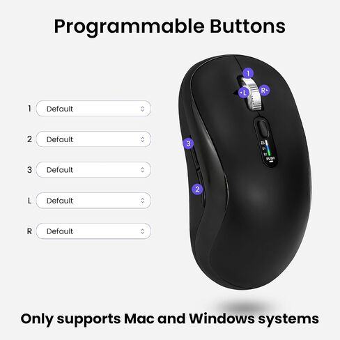 INFINMIND Wireless Bluetooth Mouse with 5 Programmable Buttons, Multi-Device, 4-Way Navigation Scroll, 5 Level DPI, Quiet Click Mice Compatible with Computer, Laptop, PC, iPad, Tablet, MacBook. in Saudi Arabia