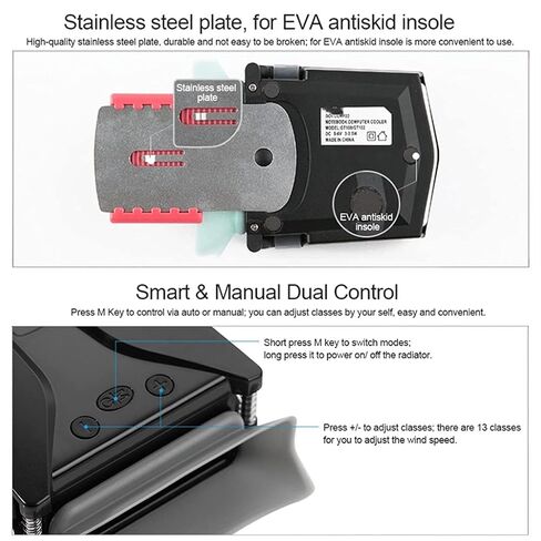 Computer Laptop Cooler Cooling Pad Fan Notebook Temperature Display Rapid Heatsink in Saudi Arabia