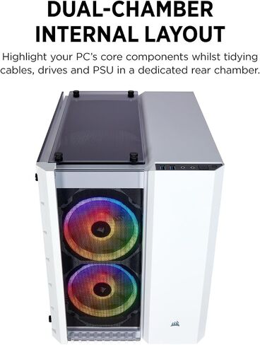 CORSAIR Crystal 280X RGB Micro-ATX Case, 2 RGB Fans, Lighting Node PRO Included, Tempered Glass - White in Kuwait