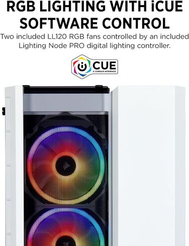 CORSAIR Crystal 280X RGB Micro-ATX Case, 2 RGB Fans, Lighting Node PRO Included, Tempered Glass - White in Kuwait
