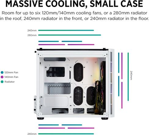CORSAIR Crystal 280X RGB Micro-ATX Case, 2 RGB Fans, Lighting Node PRO Included, Tempered Glass - White in Kuwait