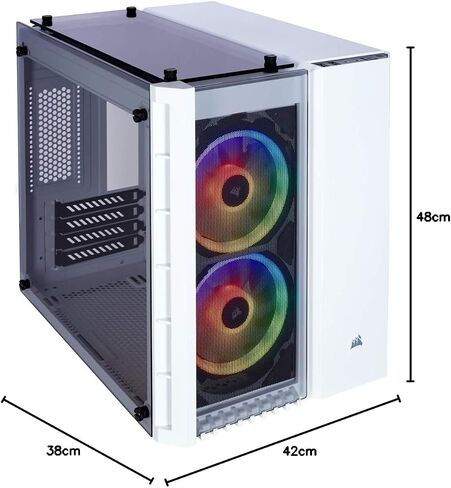 CORSAIR Crystal 280X RGB Micro-ATX Case, 2 RGB Fans, Lighting Node PRO Included, Tempered Glass - White in Kuwait
