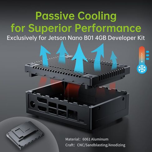 Jetson Nano Case, Aluminum Alloy Passive Cooling Case (Only Support Jetson Nano B01 4GB), Efficient Heat Dissipation, Sleek Design, Sandblasted Anodized Finish in Kuwait