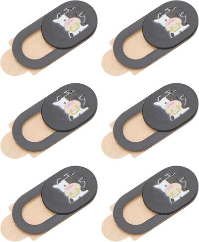 6pcs Cow Pattern Camera Cover Black ABS Ultra Thin Privacy in Kuwait