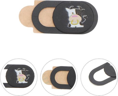 6pcs Cow Pattern Camera Cover Black ABS Ultra Thin Privacy in Kuwait