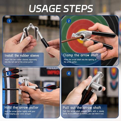 Arrow Puller, Arrow Puller Gripper - Aluminum Archery Tools for Crossbow Targets & Target Practice, Arrow Removal Tool with Ergonomic Grip & Storage Pouch for Outdoor & Range Use in Kuwait