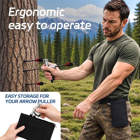 Arrow Puller, Arrow Puller Gripper - Aluminum Archery Tools for Crossbow Targets & Target Practice, Arrow Removal Tool with Ergonomic Grip & Storage Pouch for Outdoor & Range Use in Kuwait