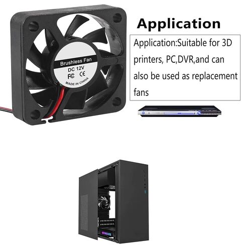 6PCS DC 12V Cooling Fan 50x50x10mm Computer Fans 5010 DC Silent Brushless Computer Fan for 3D Printers(5010 12V 2 PIN) in Saudi Arabia