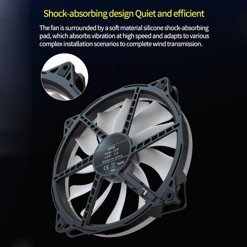 200mm PC Computer Case Fan 5V 3PIN ARGB 20CM 4PIN PWM High Air Volume CPU Cooling Fan Addressable RGB Cooling Slient Fan in Kuwait