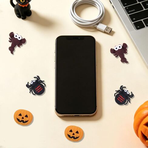 9 Pcs Cute Animal Phone Charger Cord Protector Spider Pumpkin Scorpion USB Cable Protector Prevent Fraying & Sharp Bending for Most Cellphone Data Lines in Kuwait