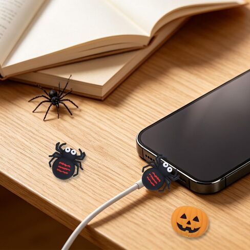 9 Pcs Cute Animal Phone Charger Cord Protector Spider Pumpkin Scorpion USB Cable Protector Prevent Fraying & Sharp Bending for Most Cellphone Data Lines in Kuwait