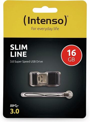 محرك أقراص فلاش USB Intenso Slim Line سعة 16 جيجابايت USB 3.2 Gen 1x1 أسود in Kuwait