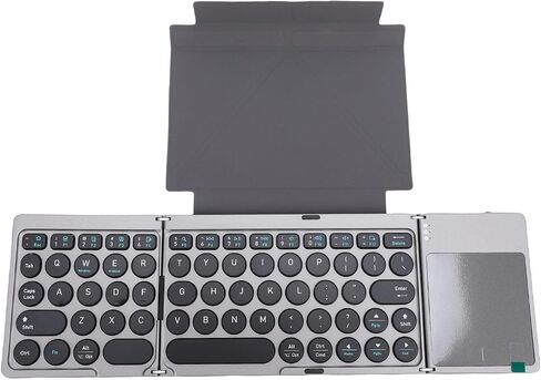 Foldable Bluetooth Keyboard, Ultra Thin Portable Wireless Keyboard with Multi Touch Touchpad and PU Leather Stand Cover, Triple Bluetooth 5.2 for Phone Tablet Laptop in Saudi Arabia