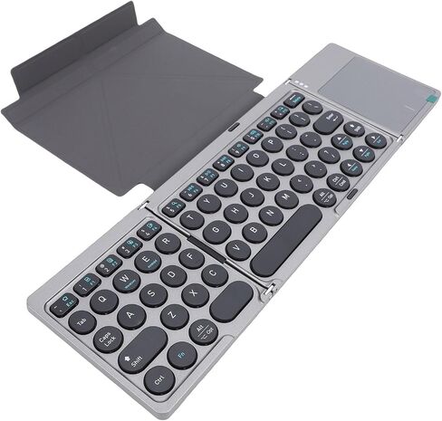Foldable Bluetooth Keyboard, Ultra Thin Portable Wireless Keyboard with Multi Touch Touchpad and PU Leather Stand Cover, Triple Bluetooth 5.2 for Phone Tablet Laptop in Saudi Arabia