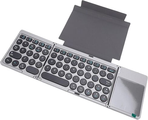 Foldable Bluetooth Keyboard, Ultra Thin Portable Wireless Keyboard with Multi Touch Touchpad and PU Leather Stand Cover, Triple Bluetooth 5.2 for Phone Tablet Laptop in Saudi Arabia
