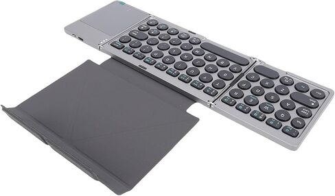 Foldable Bluetooth Keyboard, Ultra Thin Portable Wireless Keyboard with Multi Touch Touchpad and PU Leather Stand Cover, Triple Bluetooth 5.2 for Phone Tablet Laptop in Saudi Arabia