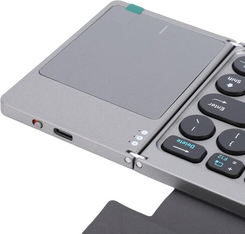 Foldable Bluetooth Keyboard, Ultra Thin Portable Wireless Keyboard with Multi Touch Touchpad and PU Leather Stand Cover, Triple Bluetooth 5.2 for Phone Tablet Laptop in Saudi Arabia