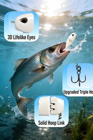 3 Pack White Mini Glide Baits, Multi-Jointed Swimbait Lures with 3D Eyes & Soft Tails, Slow-Sinking Hard Baits for Freshwater/Saltwater Bass Pike Trout Fishing, Fishing Gear Gift for Men Anglers in Saudi Arabia