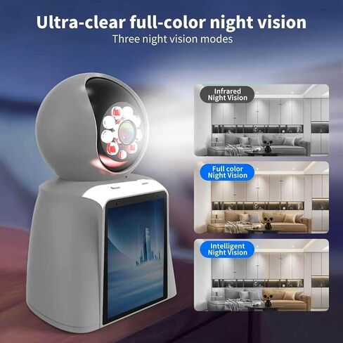 3" Screen Indoor Security Camera,5MP HD Two-Way Video & Audio Calling,360° PTZ Auto,AI Motion Detection,Night Vision,24/7 Recording,2.4G WiFi Pet Dog Cat Baby Elderly Monitor,App Control in Kuwait