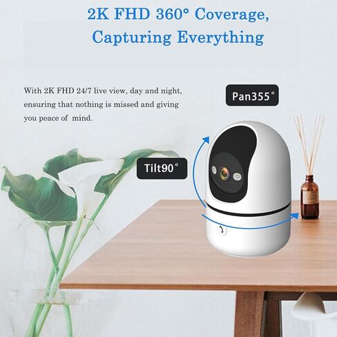 2K WiFi Cameras for Home Security with 24/7 Live Video, Siren/Spotlight, Indoor Security Camera for House, Baby, Pet, Motion Detection, 2 Way Audio, Color Night Vision and Cloud & TF Card Storage in Kuwait
