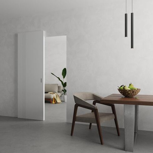 SARTODOORS Interior Hidden Barn | Basic 0111 Arctic White | Wood Veneer Doors | Magic Concealed Sliding Set | 36" x 84" in Saudi Arabia