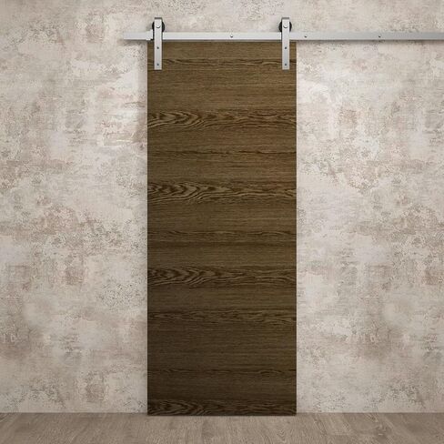 SARTODOORS Interior Modern Barn Door | Ego 5000 Cognac Oak | 6.6FT Rail Track Heavy Hardware Set | Solid Panel Interior Doors in Saudi Arabia
