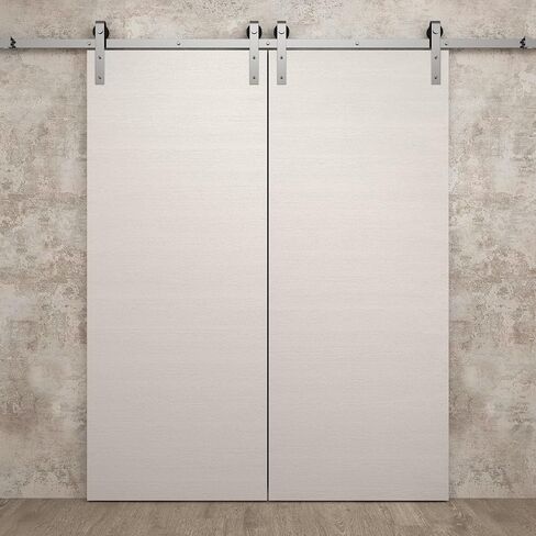 SARTODOORS Interior Modern Double Barn Door | Ego 5000 Cognac Oak | 13FT Rail Track Set | Solid Panel Interior Doors in Saudi Arabia