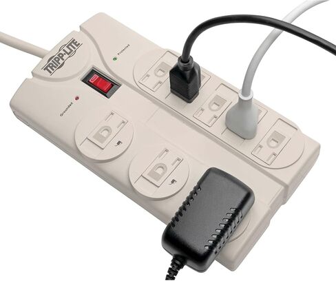 Tripp Lite 8 Outlet Surge Protector Power Strip with 8ft Cord, Right Angle Plug, Lifetime Insurance & $75K Insurance (TLP808, TLP808B) in Saudi Arabia