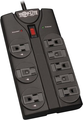 Tripp Lite 8 Outlet Surge Protector Power Strip with 8ft Cord, Right Angle Plug, Lifetime Insurance & $75K Insurance (TLP808, TLP808B) in Saudi Arabia