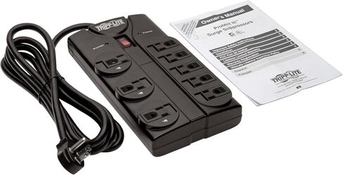 Tripp Lite 8 Outlet Surge Protector Power Strip with 8ft Cord, Right Angle Plug, Lifetime Insurance & $75K Insurance (TLP808, TLP808B) in Saudi Arabia