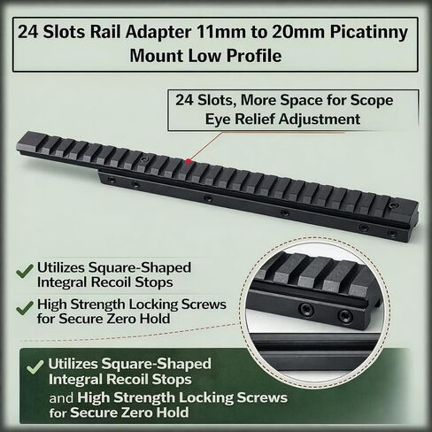 GOTICAL Extra Long 24 Slots 10.5"/ 260mm Dovetail Rail to 21mm Picatinny Weaver Rail Mount Dovetail to Picatinny Weaver Rail Adapter for Scope Mount Base Hunting – Black in Saudi Arabia