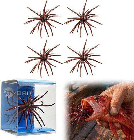 4Pcs Floating Sea Urchin Soft Lure | Tentacle Creature Lure, 4.33" & 3.54" TPR Finesse Baits, Ideal for Bass Fishing with Drop Shot, Wacky Rig in Kuwait