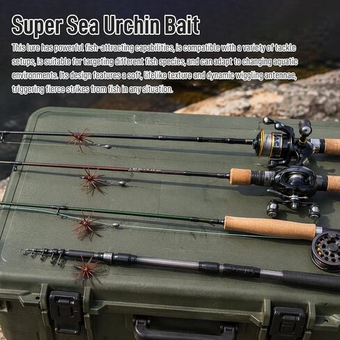 4Pcs Floating Sea Urchin Soft Lure | Tentacle Creature Lure, 4.33" & 3.54" TPR Finesse Baits, Ideal for Bass Fishing with Drop Shot, Wacky Rig in Kuwait