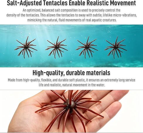 4Pcs Floating Sea Urchin Soft Lure | Tentacle Creature Lure, 4.33" & 3.54" TPR Finesse Baits, Ideal for Bass Fishing with Drop Shot, Wacky Rig in Kuwait