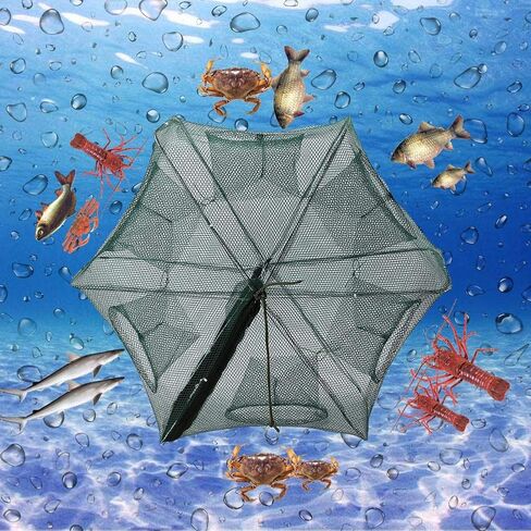 Folding Fishing Net Kayak Accessories Automatic Fish Cast Mesh Crab Trap 6 Holes for Minnow Crawfish Shrimp Crayfish in Kuwait