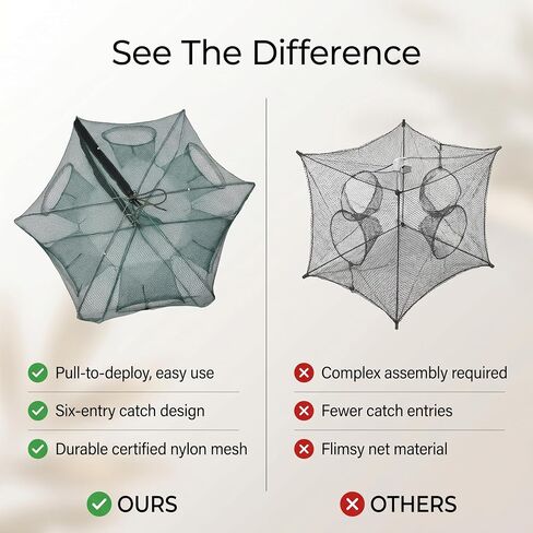 Folding Fishing Net Kayak Accessories Automatic Fish Cast Mesh Crab Trap 6 Holes for Minnow Crawfish Shrimp Crayfish in Kuwait
