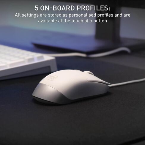 M50, Lightweight Wired Gaming Mouse, Ergonomic Shape for Ideal Comfort and Control, 5 On-Board Profiles, Customizable, USB-A Connection, White in Kuwait