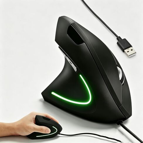 Left Handed Vertical Ergonomic Mouse, Wired for PC Laptop Mac, Plug & Play in Kuwait