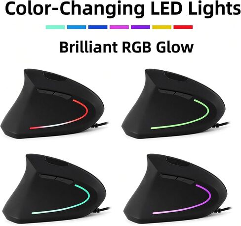 Left Handed Vertical Ergonomic Mouse, Wired for PC Laptop Mac, Plug & Play in Kuwait